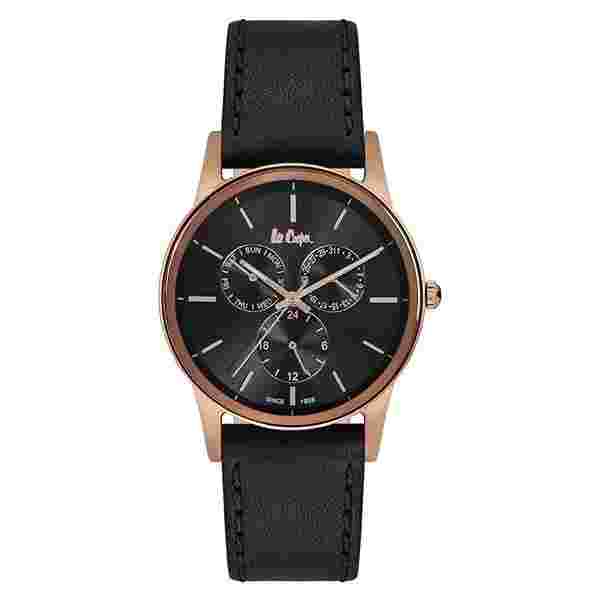 Leecooper Watch LC06499.451 Men's Multifunction Wrist with Leather Band Black