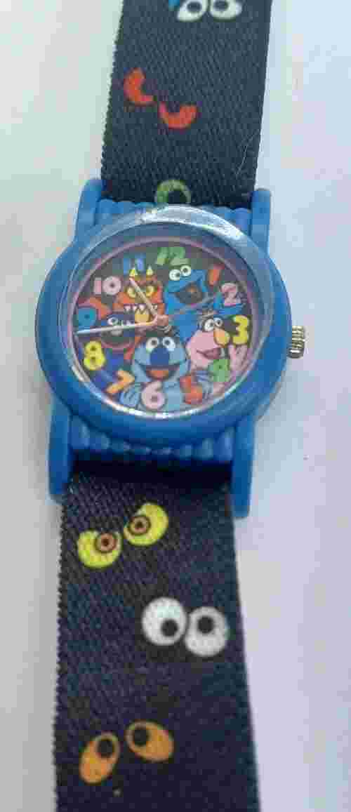 Kids Sesame Street Watch by Fantasma Black & Multicolor Elastic Band Blue Case