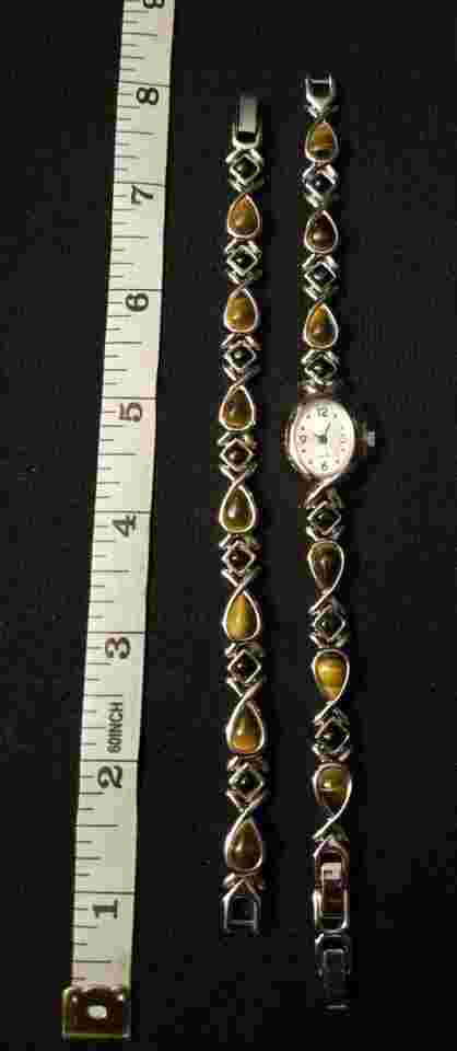 Avon Tiger's Eye And Black Onyx Watch & Bracelet Set. New Without Box Or Tags