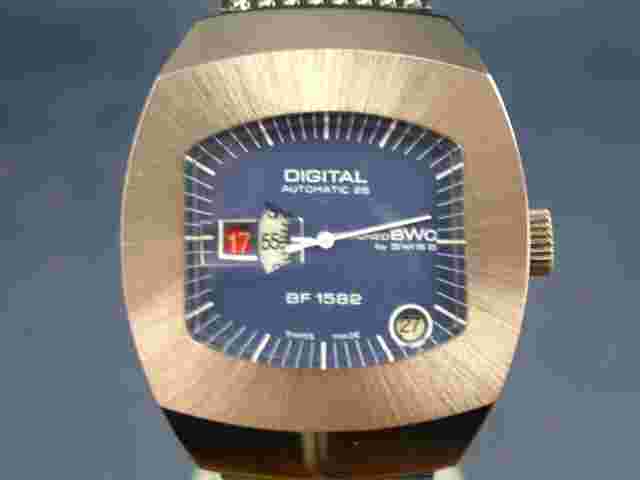 BWC Automatic 24HR Jump Hour Swiss Watch Vintage Circa 70s NOS, Serviced BF 1582