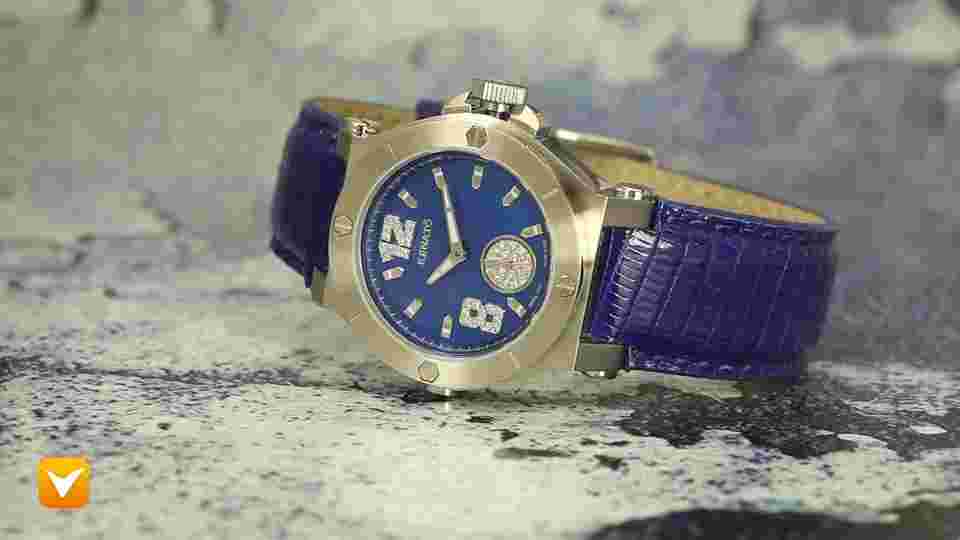 Renato Ladies Swiss Luxury Limited Edition Diamond Dial Blue Leather Strap