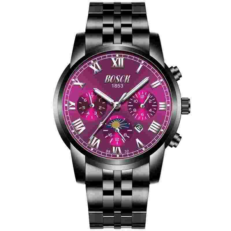 Luxury Men Quartz Watch With Stainless Steel Band Waterproof Auto Date Luminous