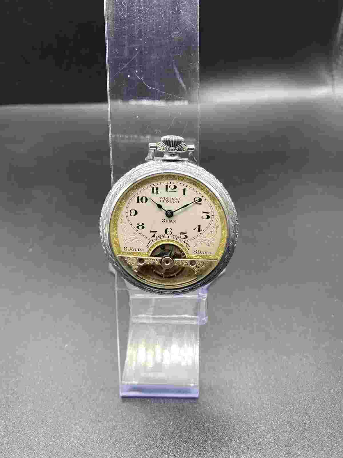 Antique WINDSOR ELEGANT 8days Pocket Watch ,Running.