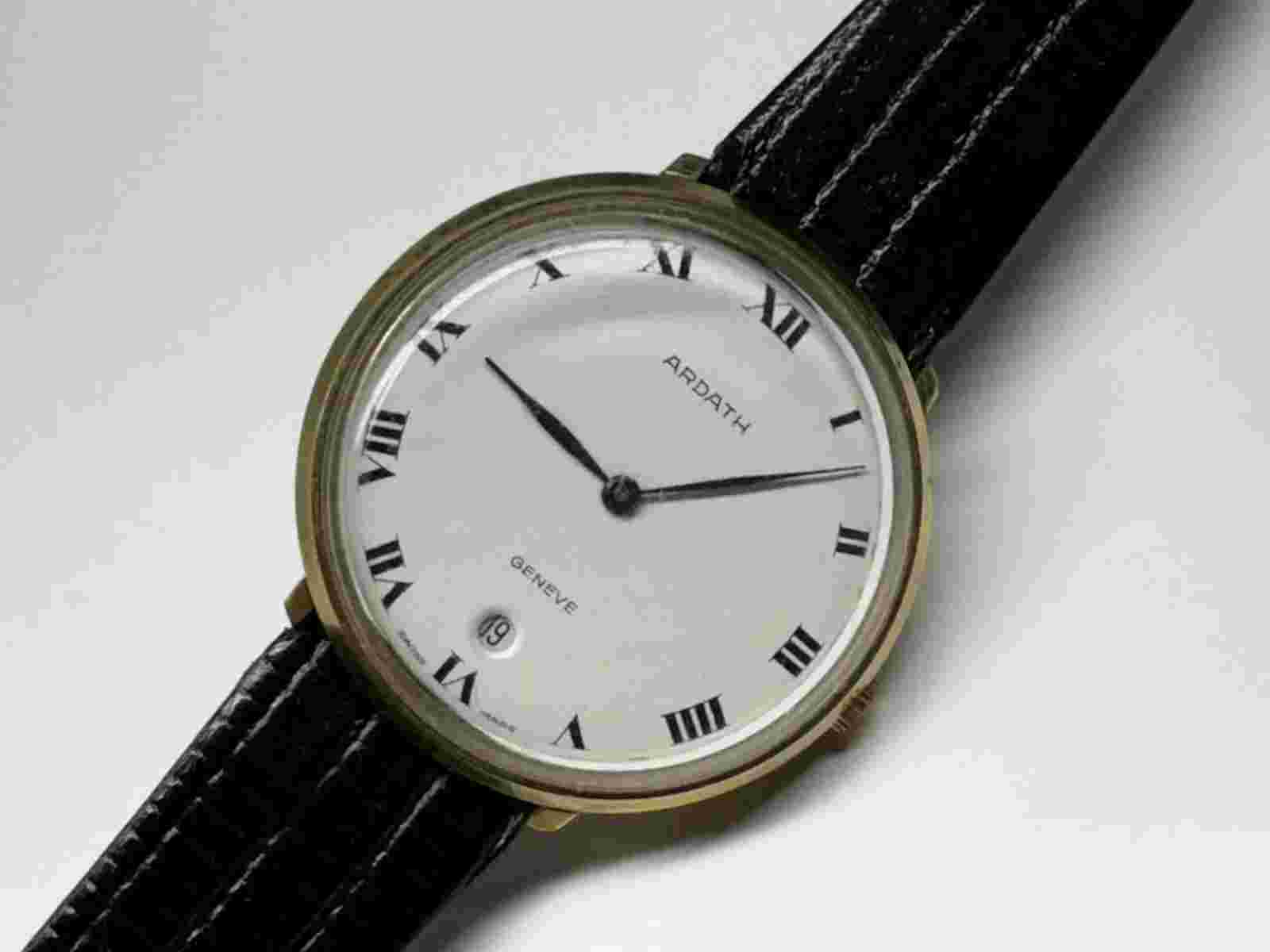 ardath date 17 jewels mechanical automatic swiss made roman numerals wristwatch