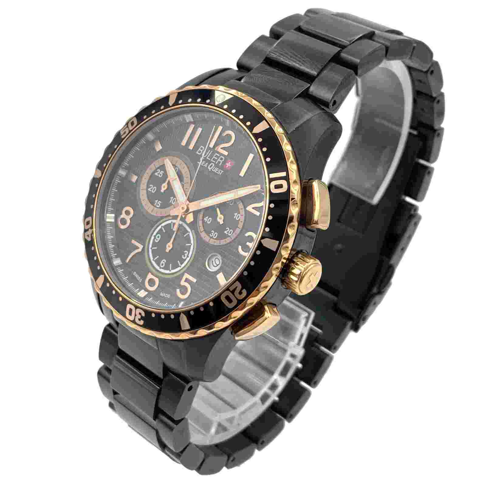 Buler Sea Quest Chronograph Black Stainless Steel Bracelet 37141