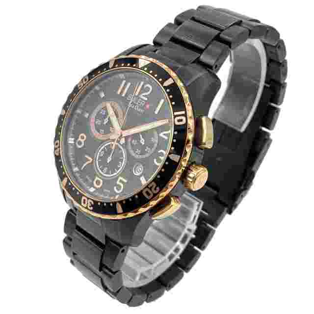 Buler Sea Quest Chronograph Black Stainless Steel Bracelet 37141