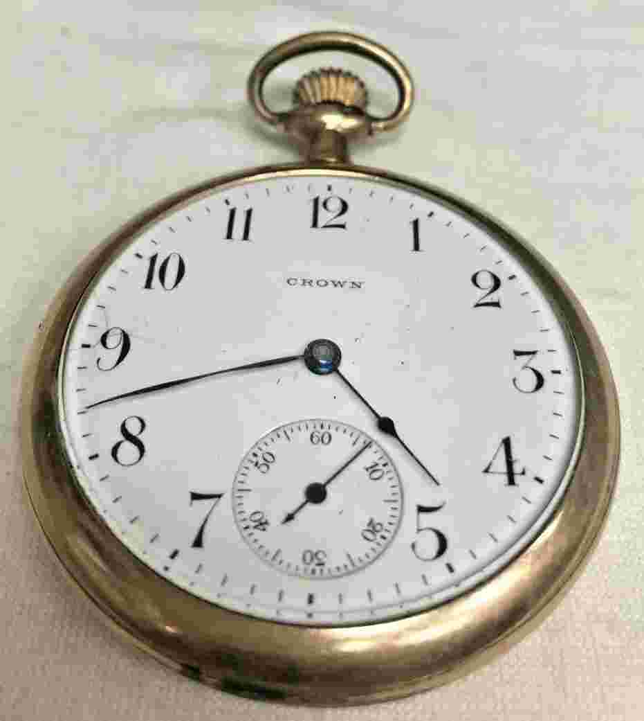 GOLD FILLED CROWN POCKET WATCH