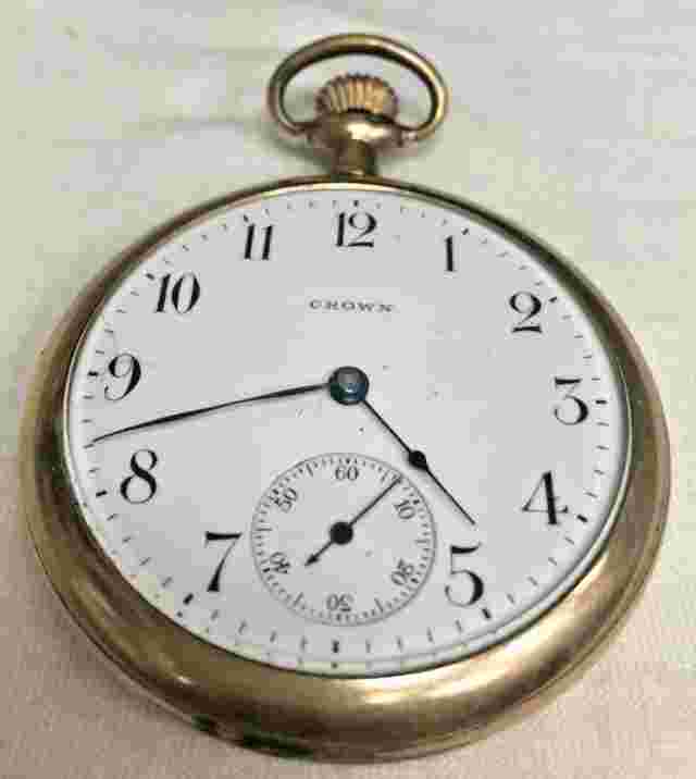 GOLD FILLED CROWN POCKET WATCH