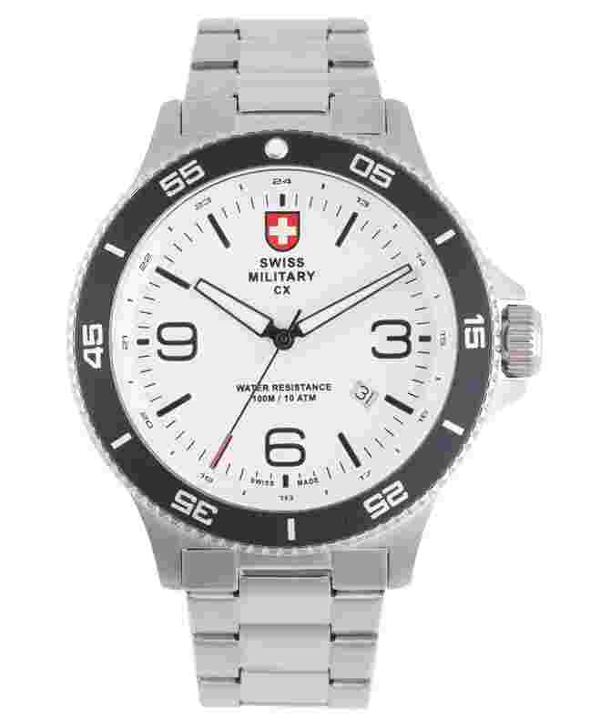CX Swiss Military HUMVEE Infantry Watch Swiss Quartz SS Bracelet White Dial 2900