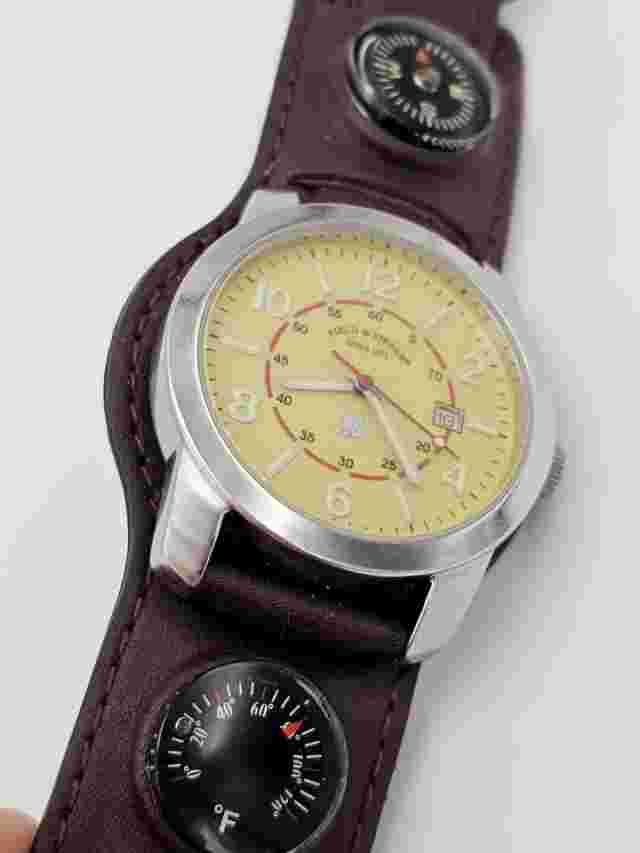 Lot 3pc FIELD & STREAM Men's Watches Master Brown Mustard White Dial Runs Great