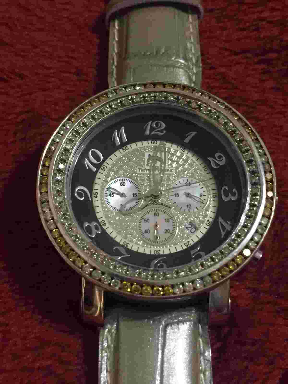 Mens Techno Master Yellow / White Color Diamond Watch 2 Ct