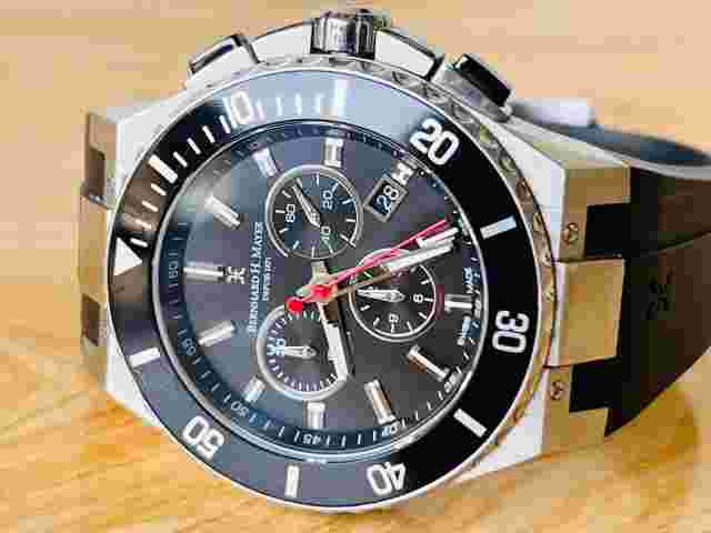 Bernhard H. Mayer Chronograph Ceramic Bezel Quartz Gents Watch, Perfect, 44mm