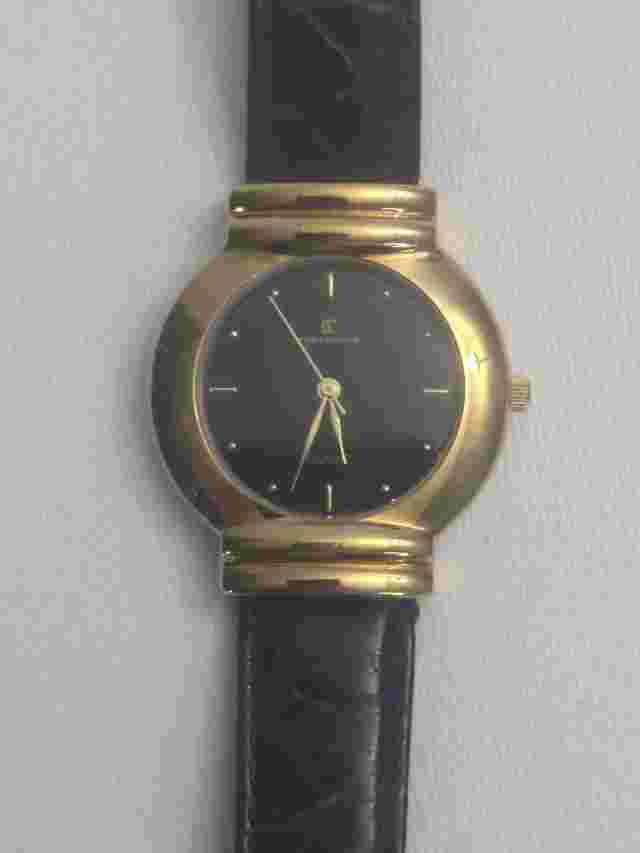 Ted Lapidus Water Resistant Stainless Steel Back Leather Strap Quartz Watch