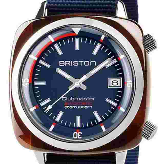 Briston Clubmaster Diver Automatic Watch 42mm Navy Blue Dial Nylon Strap 17642.S
