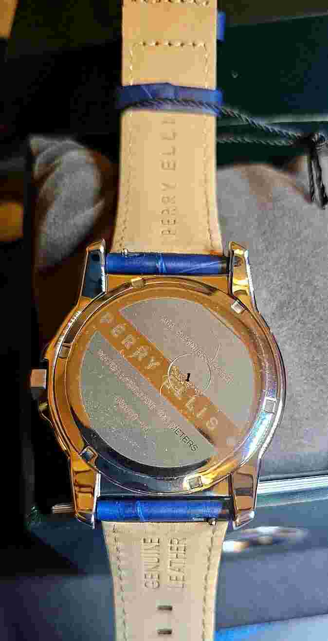 Perry Ellis Decagon Men's Watch Blue 46mm New /tags leather band Christmas gift