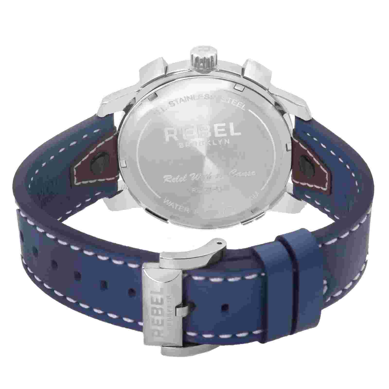Rebel Men's Weeksville Watch Rb121-4141 Chrongraph Stainless Steel Blue Leather