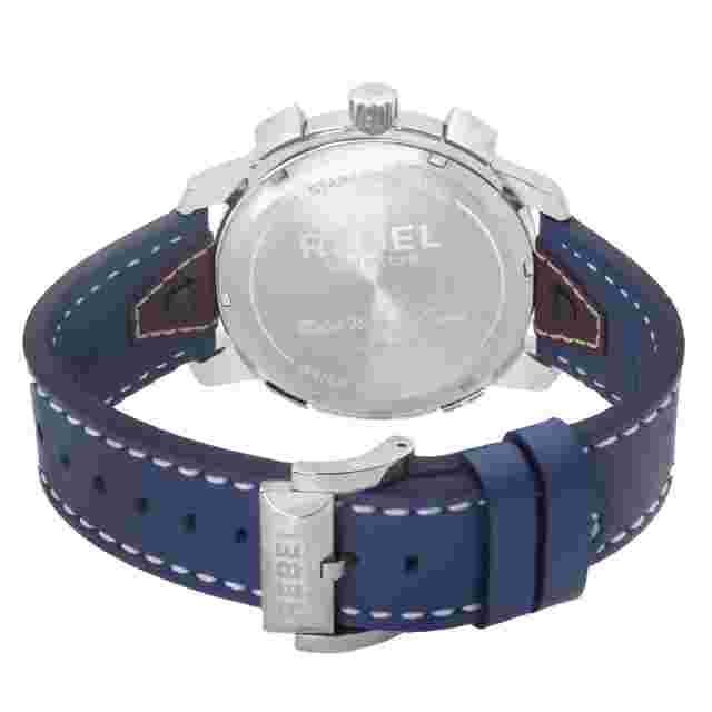 Rebel Men's Weeksville Watch Rb121-4141 Chrongraph Stainless Steel Blue Leather