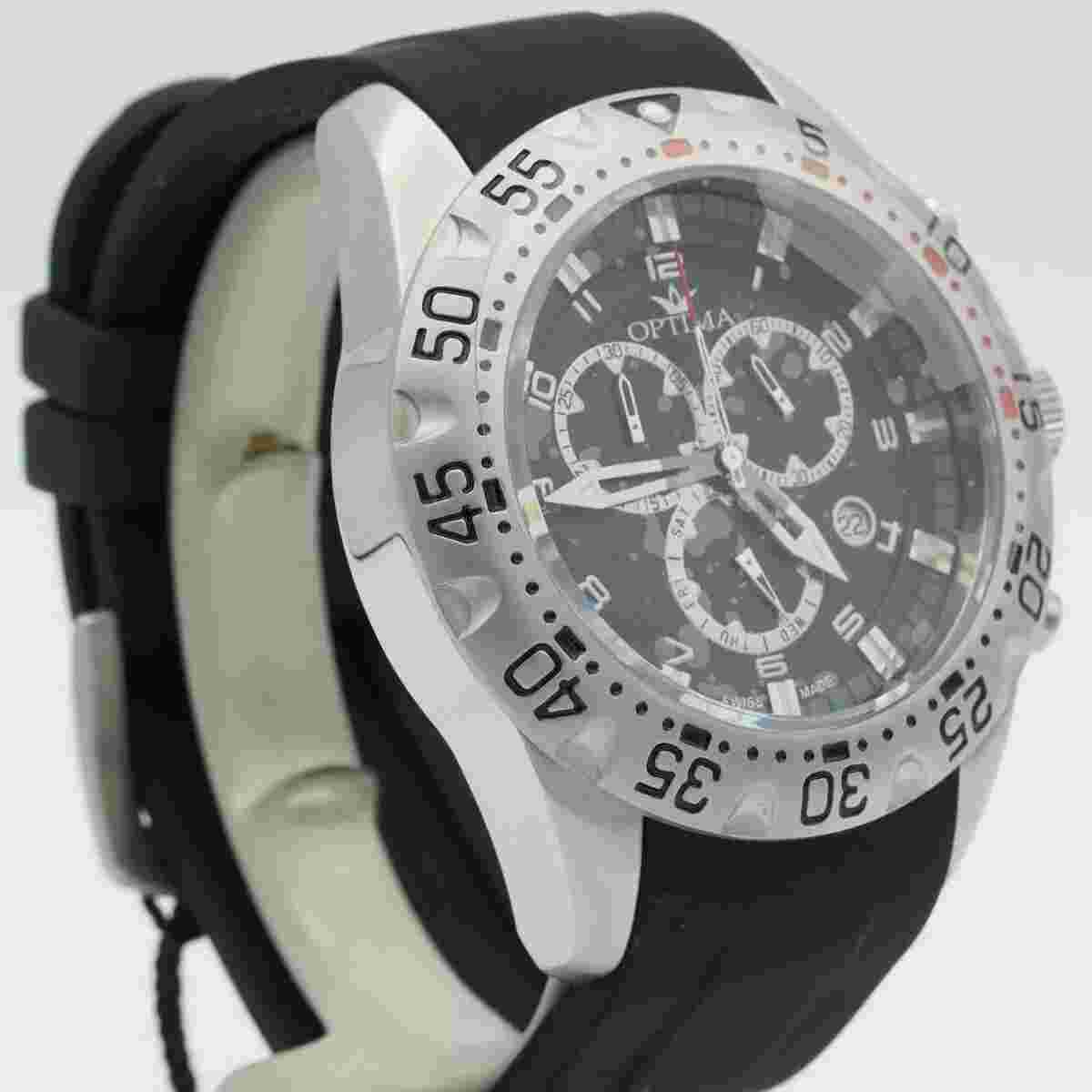 Optima Quartz Chrono Men's Watch Swiss Made like New Top Condition 44MM