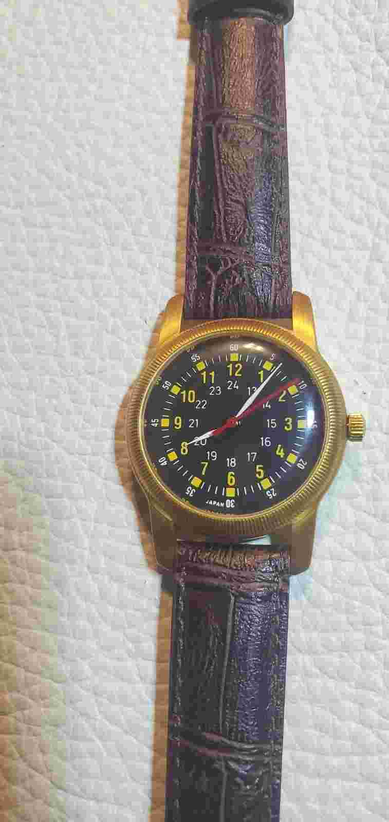 Vintage MIL-W-6433 Gold-Tone Quartz Military Type A-D Leather Band Estate Watch