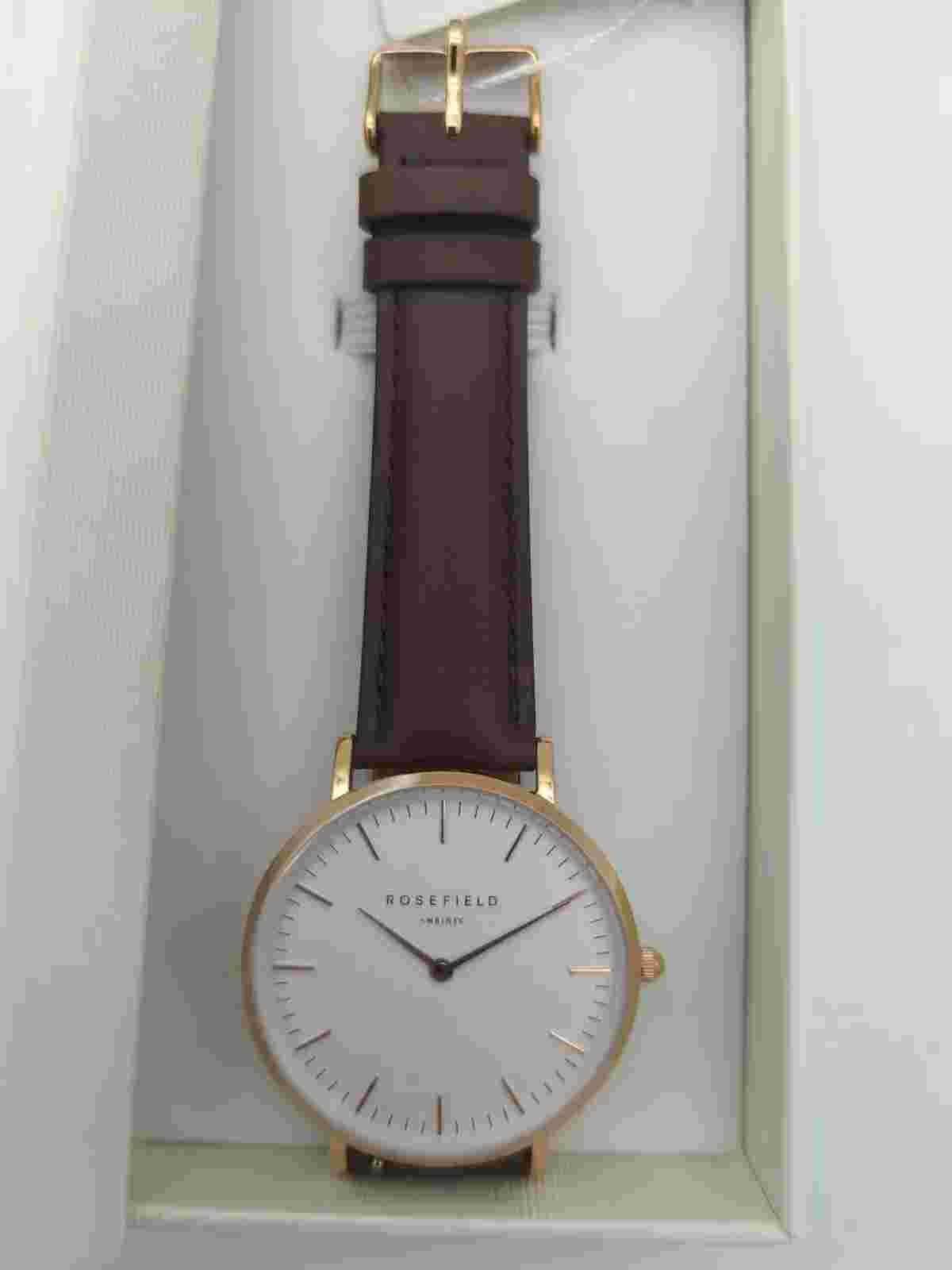 Rosefield Bowery Watch 38mm Women's Gold Brown Leather Minimalist BWBRR-B3
