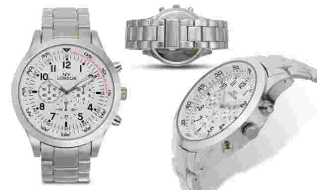 NEW NY London 9449-SLWT Men's Rembrandt Collection White Dial Silver Metal Watch