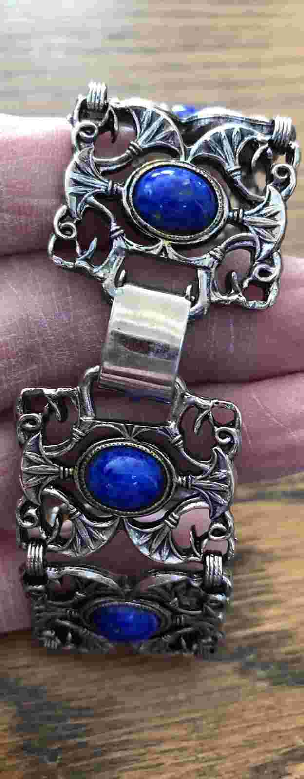 Vintage WOLDMAN 17 Jewels Watch w/ Fancy Band with Lapis  - not running