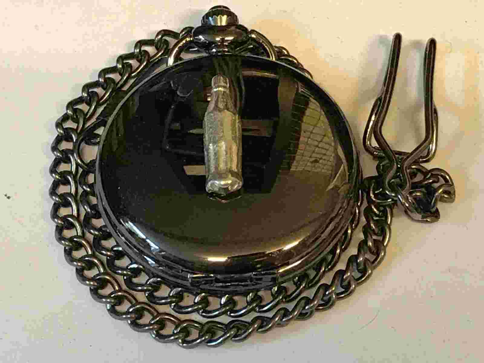 Pop Bottle TG194 Pewter on a Black Pocket Watch Quartz fob