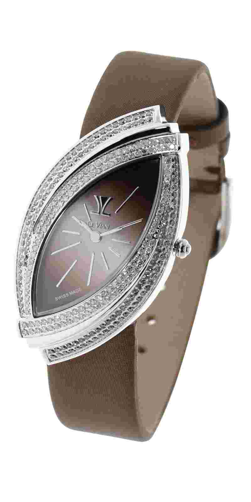 LeVian watch featuring Chocolate Diamonds in Stainless Steel with a Satin Strap