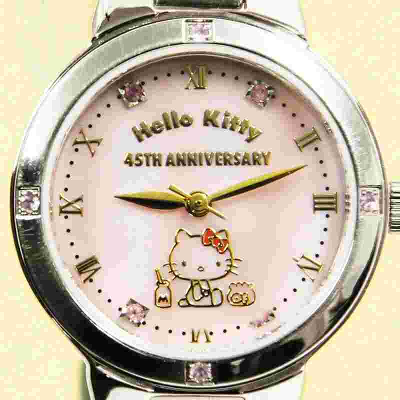 Hello Kitty Silver Watch Pink Sapphire 8 Stones Watch Brand New from Japan