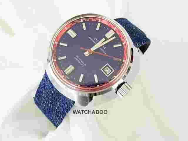 Rare Vintage Swiss Orator Exotic Automatic Drivers Watch w/ Blue Denim Strap