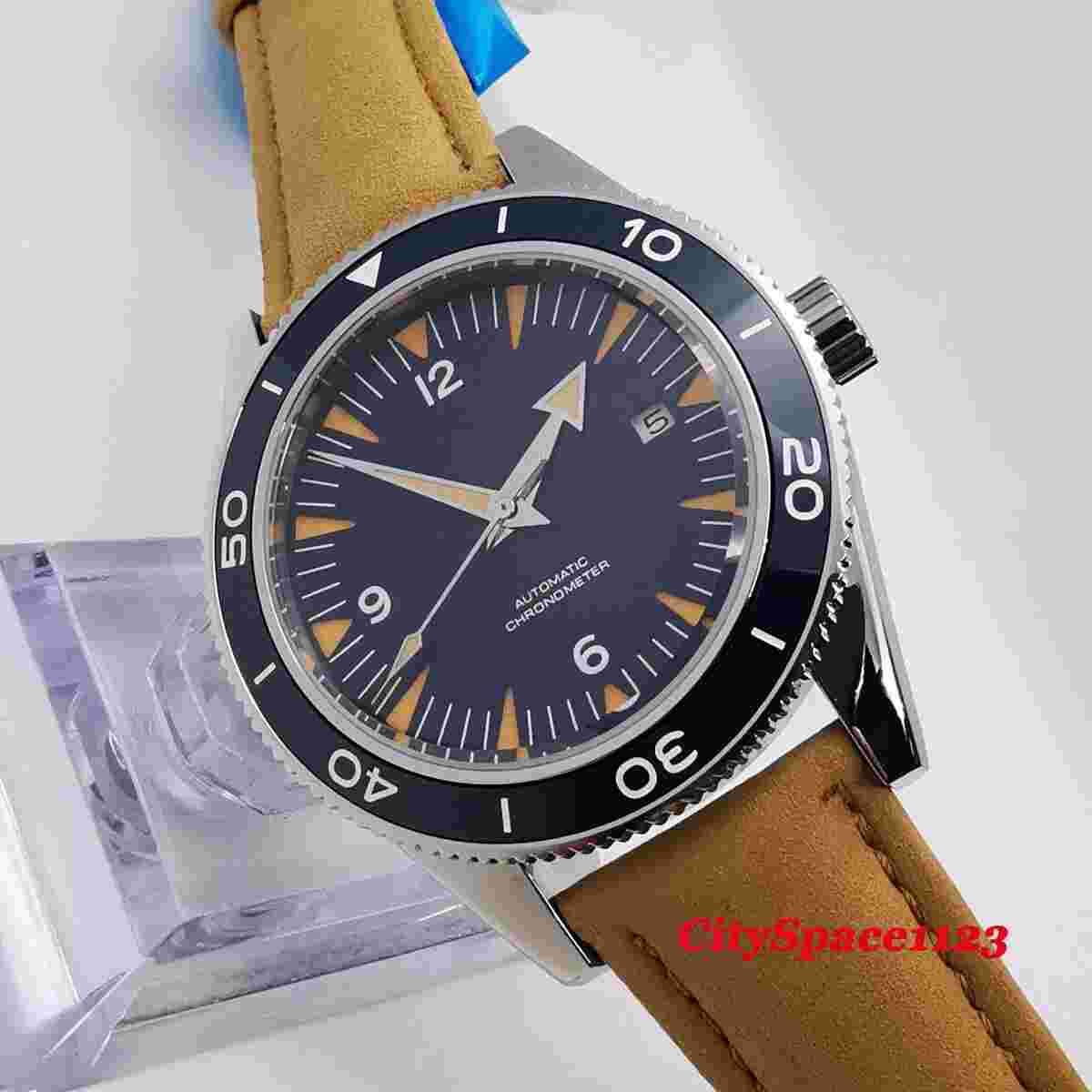 41mm Sterile Blue Dial Steel Sapphire Glass ST16 Automatic Mechanical mens watch