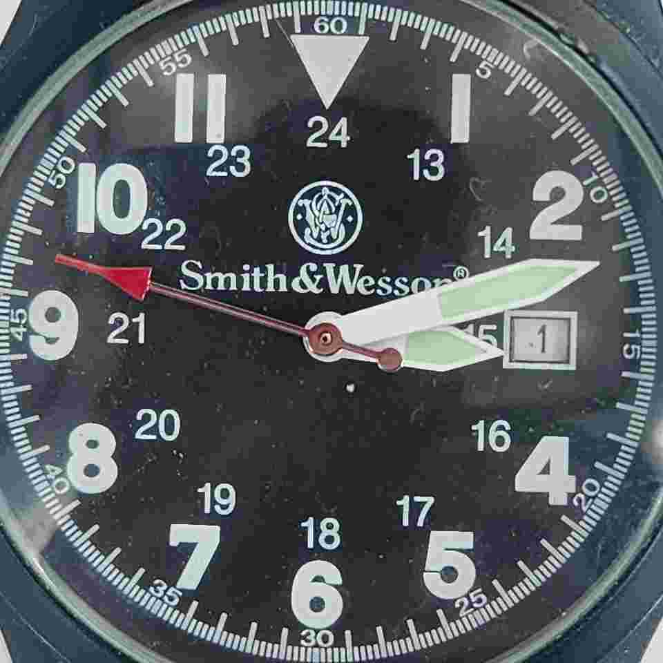 Smith & Wesson Men's Quartz Watch Black Case Brown Nylon Strap Bertucci