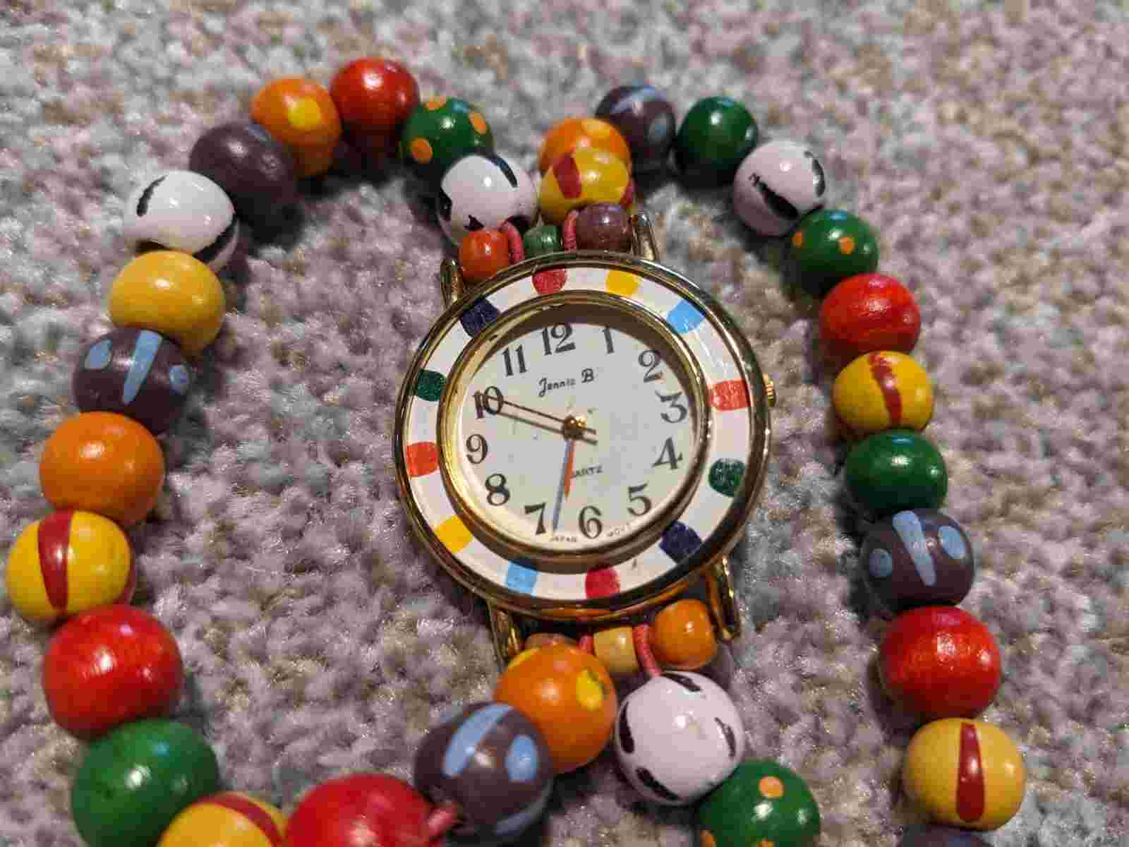 Jennie B Watch Ladies Wrist Bead Bracelet Multicolor Colorful Needs Battery