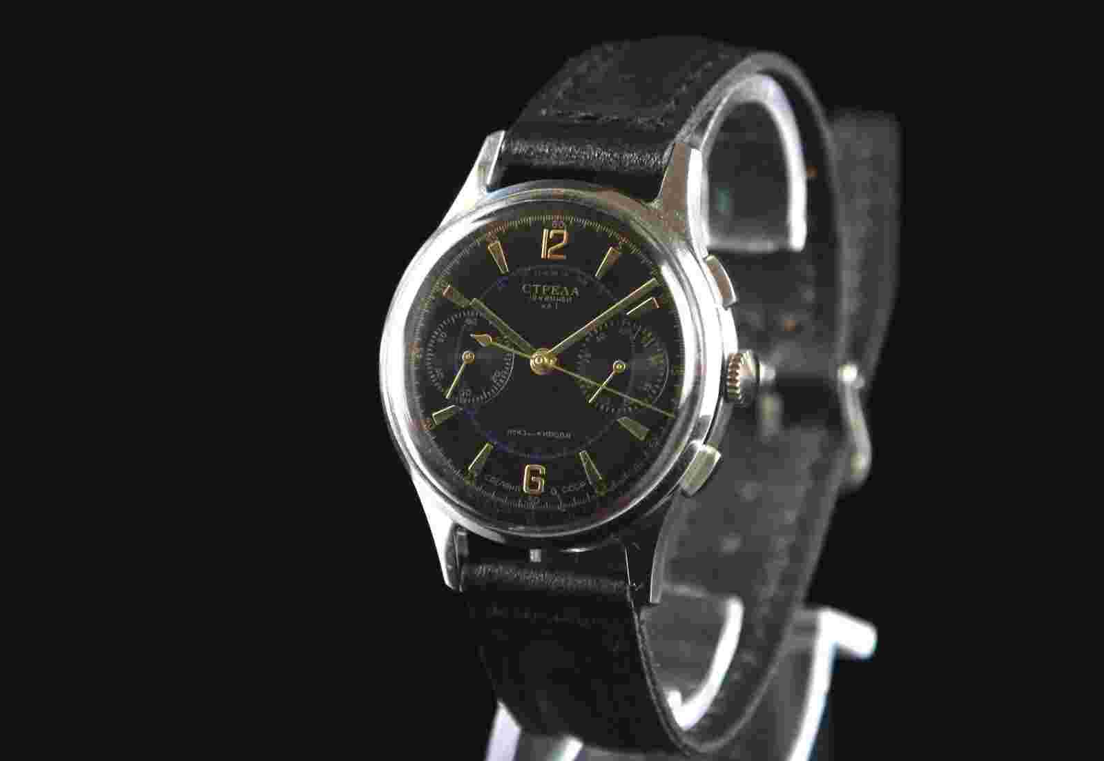 Soviet vintage men's mechanical wristwatch  Chronograph STRELA (1 MCHZ Kirov)