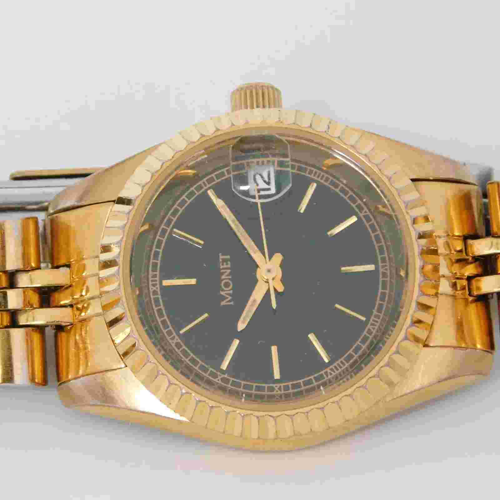 Monet Gold Tone Quartz Analog Women's Watch Sz. 6 1/4" New Battery