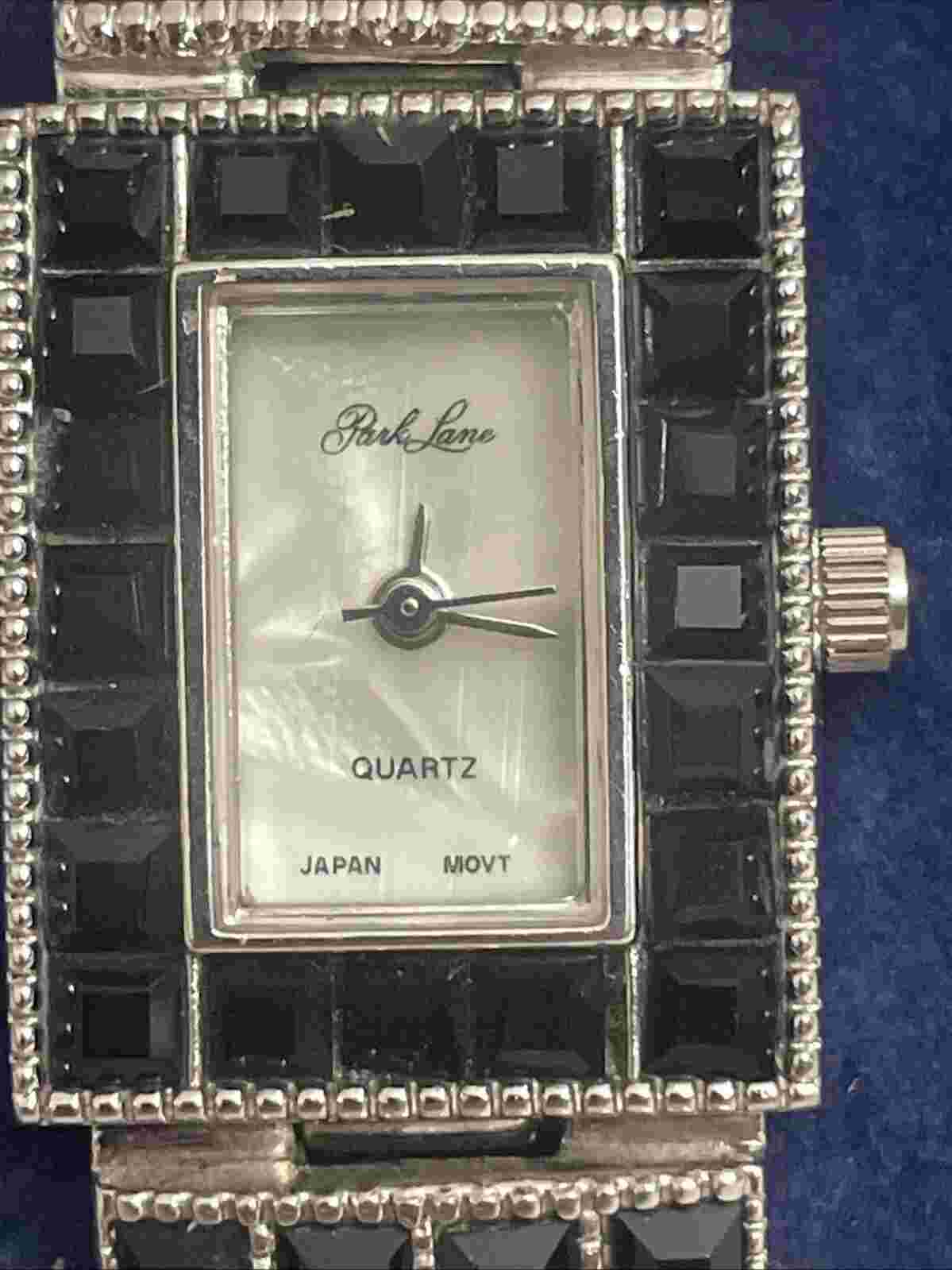 Womens Hi Fashion Park Lane Watch Black Onyx Swarovski Crystal Quartz