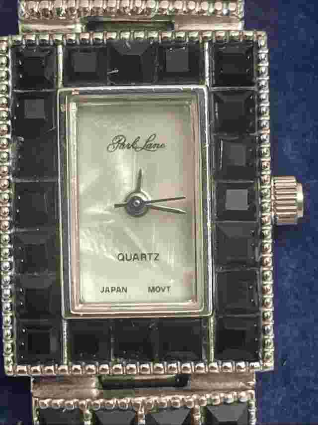 Womens Hi Fashion Park Lane Watch Black Onyx Swarovski Crystal Quartz