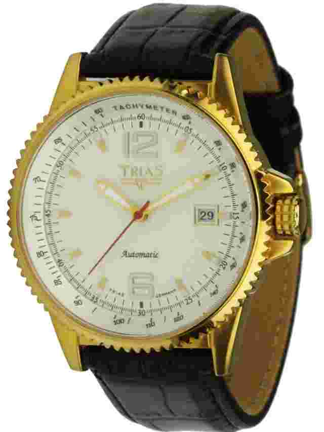 TRIAS watches unisex automatic watch date display Ø 44 mm stainless steel IP gold
