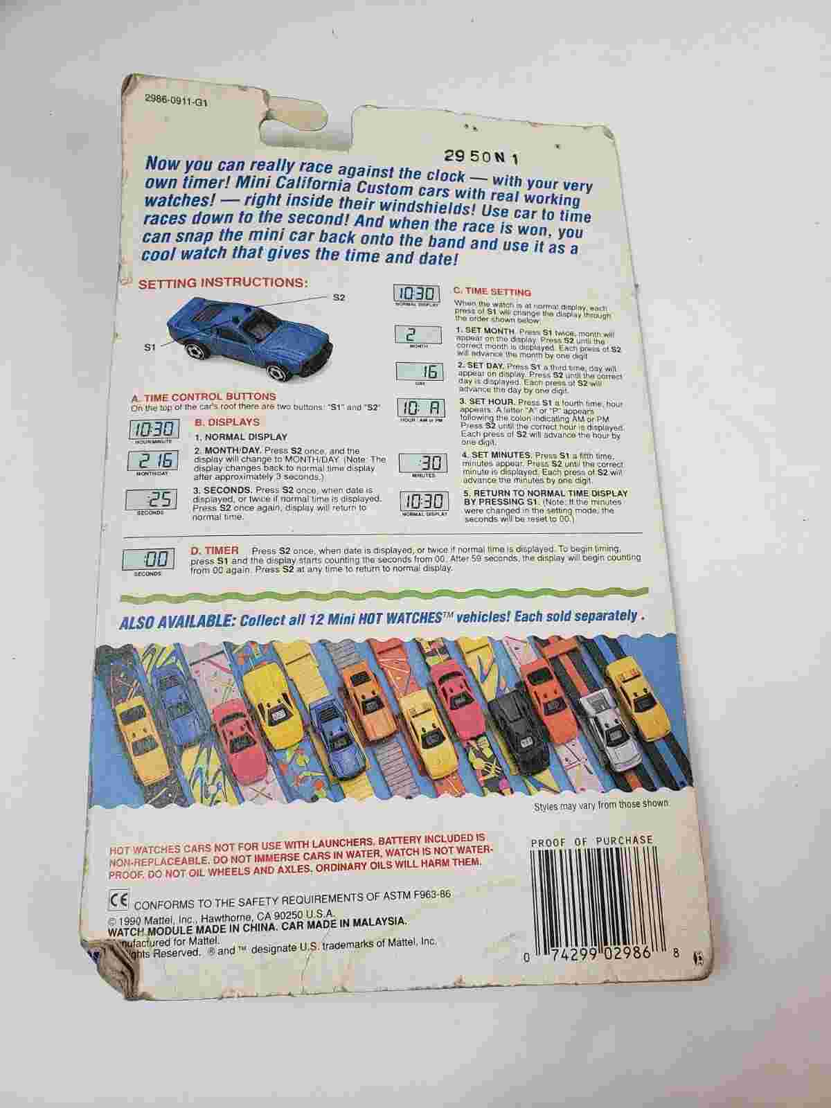 Hot Wheels California Custom Hot Watches GOLD CAR - Mattel 1990