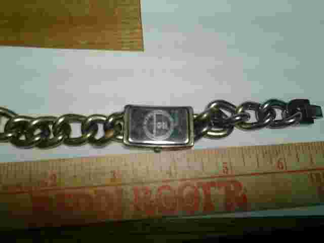 Kathy Ireland Wristwatch Silver Toned Link Band Rectangular White Face