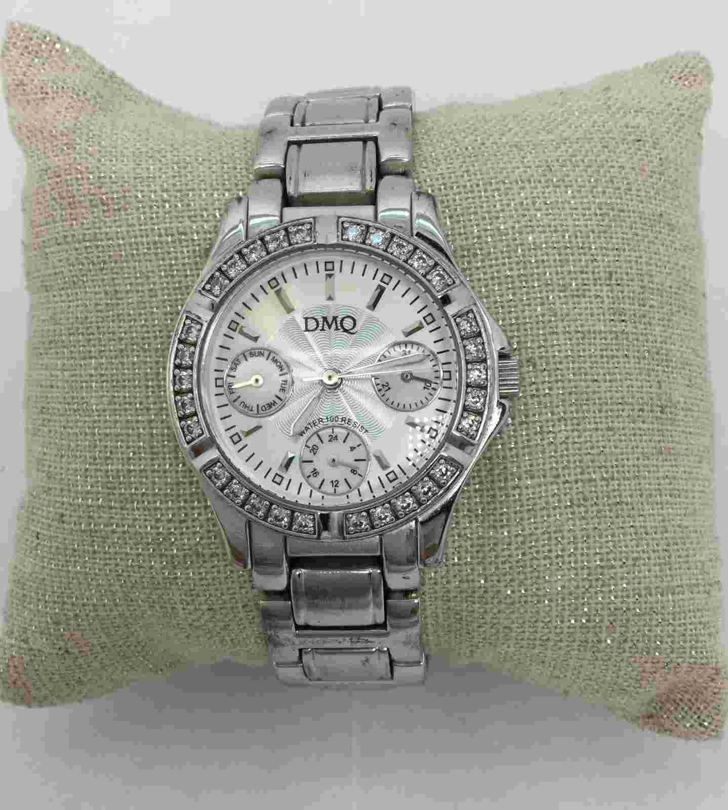 DMQ Cubic Zirconia Bezel Multifunction Wrist Watch (for parts/repair)