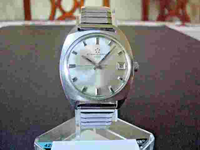 Eterna-Matic 1000 5 Balls Mens Automatic SS Watch 17j. Date Swiss  1960's Runs
