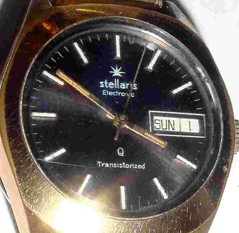 Vintage Stellaris Electronic Transistorized Watch Black Dial SHIP FREE 2 US ONLY