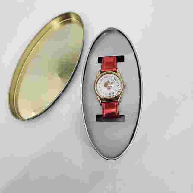 Vintage Nelsonic Santa Claus Women's Watch Christmas Red Shiny Band Untested