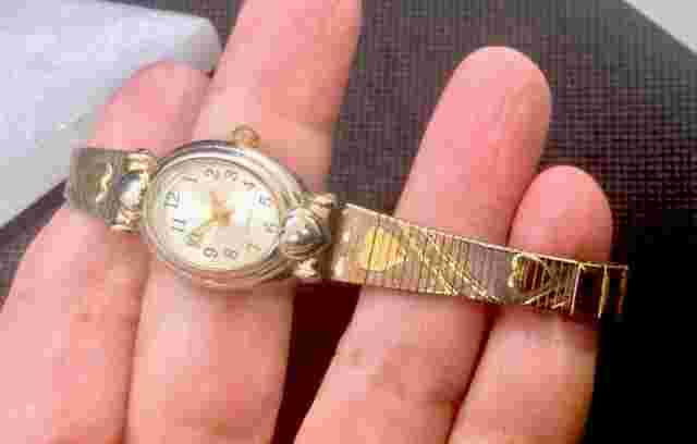 Pretty Two Tone Ladies Advance Quartz Watch With Heart Design & Flex Band