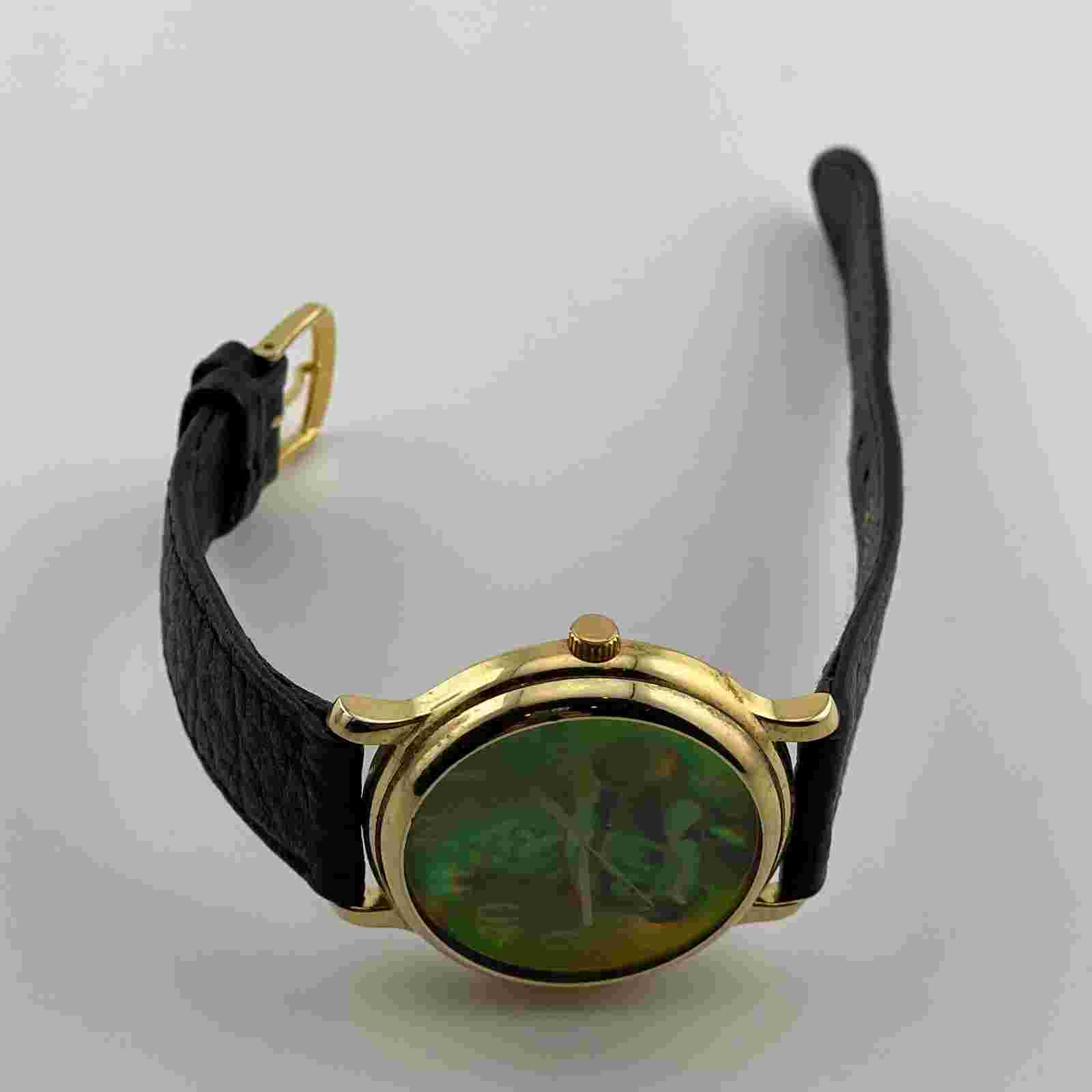 Fantasma Mickey Mouse Watch Mens Vintage 36mm Case Quartz Black Leather Band