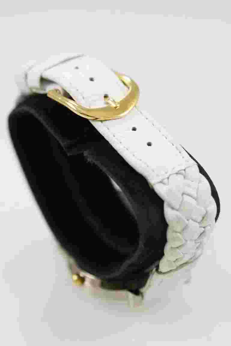 Futura Women Watch Moon Silver Gold Stainless Steel WR White Leather Date Quartz