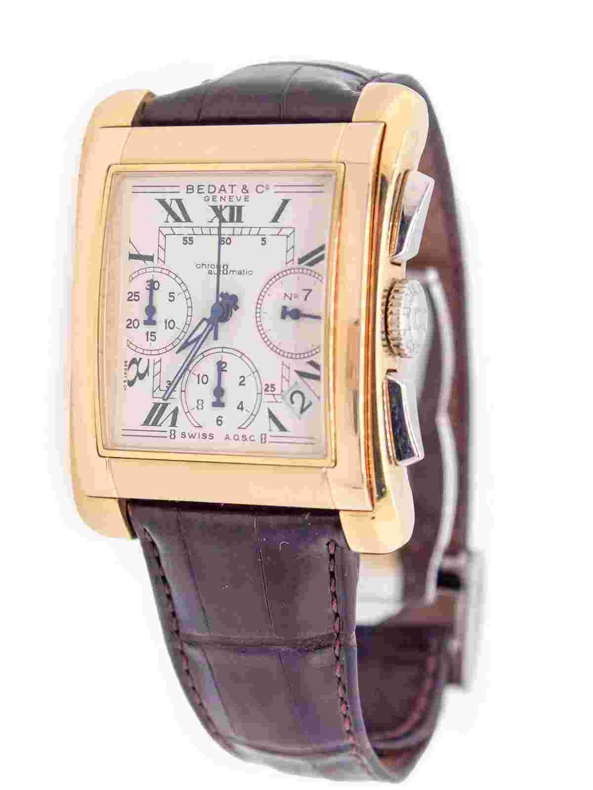 Bedat & Co. Watch Chronograph 18K 3 Color Gold w/ Alligator Strap Circa 2001