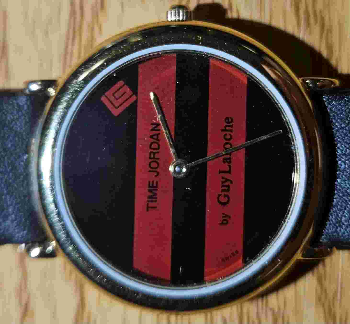 1985 Paris Guy Laroche Michael Jordan Wrist Watch Red & Black Band