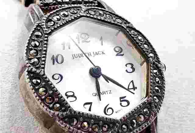 Sterling Silver Judith Jack Women's Wristwatch W/ Marcasite Vintage